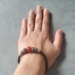 Elegant Red and Silver Beaded Bracelet